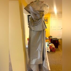 Terabi Couture: Silver Gown with Gold Accents